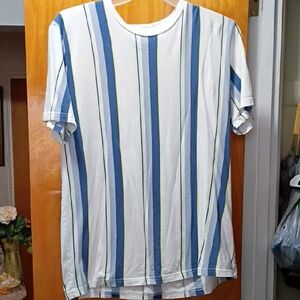 Abercrombie & Fitch Blue and White Striped Tee